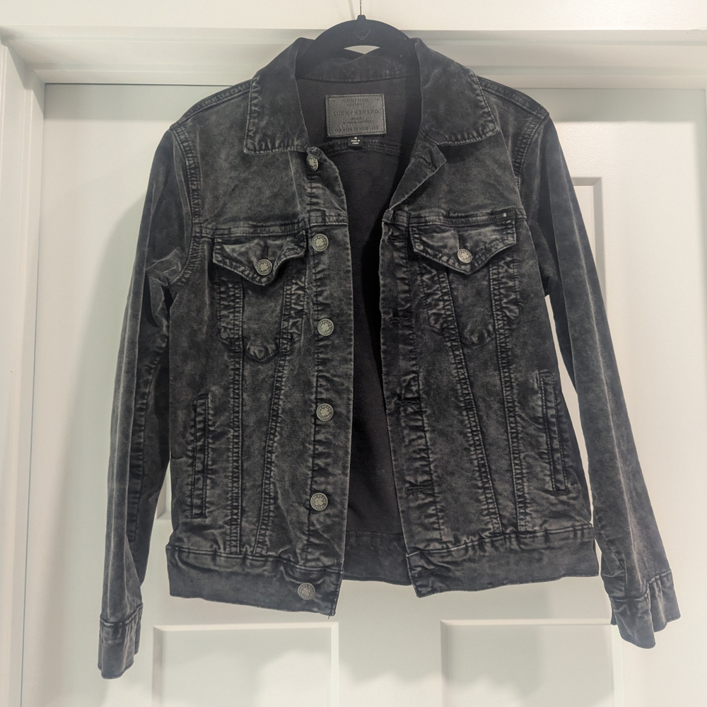 Lucky Brand Velvet Charcoal Jean Jacket